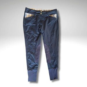 SA Baker Elite Breeches • Black Riding Pants w/ Baker Plaid Trim • Size 30